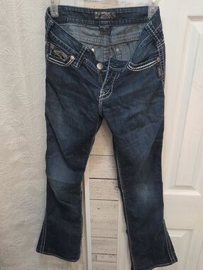 Silver Jeans Dark Blue Bootcut Jeans with Contrast Stitching